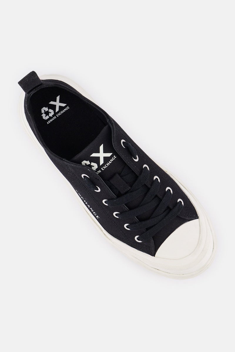 armani AX Armani Exchange Women Brand Logo Lace Up Casual Shoes, Black - Image 3