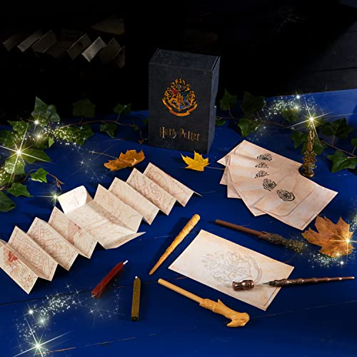 Harry Potter Writing Set Wand Pens Stationery Box for Boys Girls Teens Adults with Envelopes Paper Wax Stick Stamp Marauders Map Gifts for Kids - Image 3