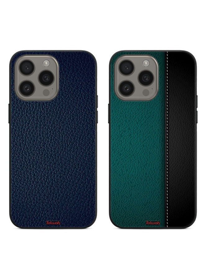 Tolwak Two Cases For Apple iPhone 15 Pro Protective Covers Leather Pattern - Image 1