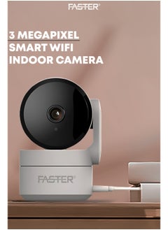 Faster 3MP Smart WiFi Security Camera - 2304x1296P HD Resolution - 355° Viewing Angle, Indoor & Outdoor Surveillance - 2-Way Audio, Night Vision & Motion Detection - SD Card Storage & Remote Access  - Image 2