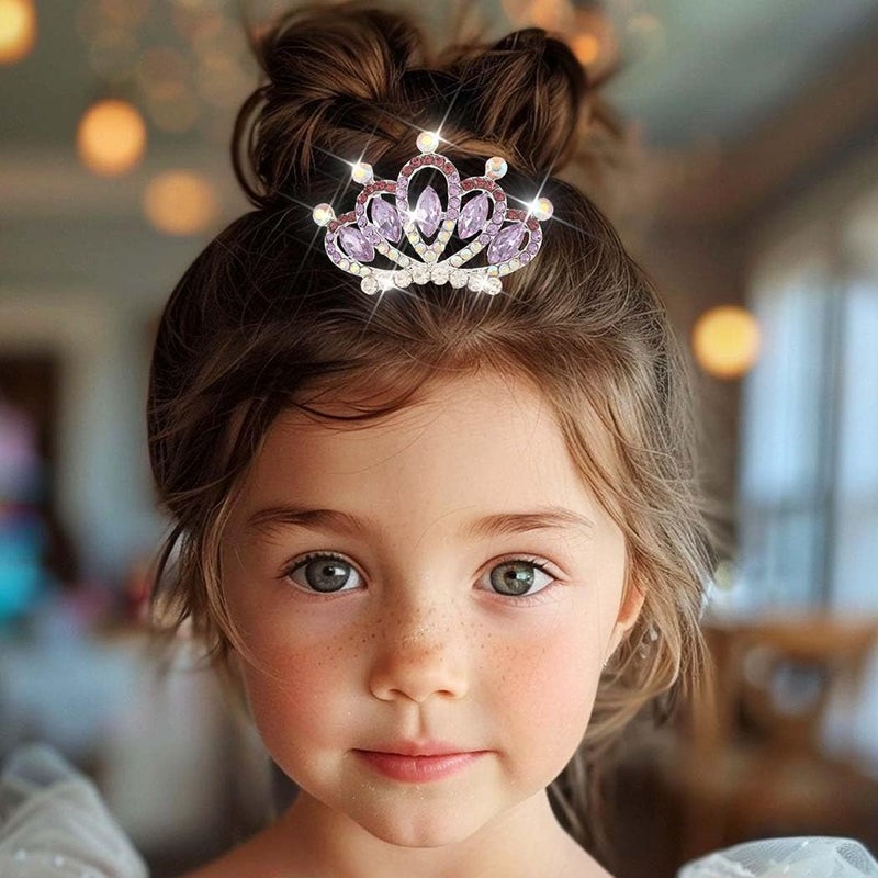 Yean Mini Princess Crown Comb Silver Crystal Tiara Hair Comb Rhinestone Hair Accessories Decorations for Women and Girls - Image 2