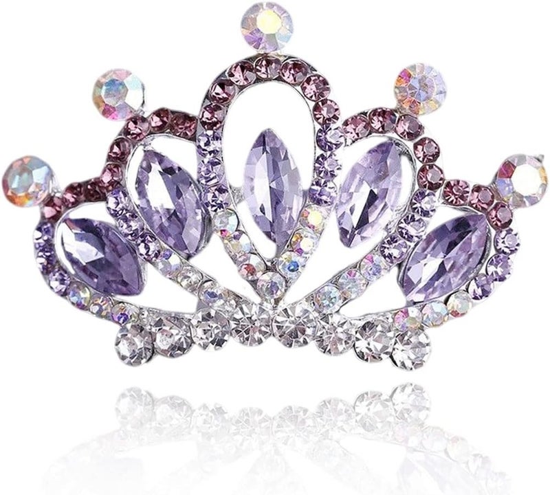 Yean Mini Princess Crown Comb Silver Crystal Tiara Hair Comb Rhinestone Hair Accessories Decorations for Women and Girls - Image 1
