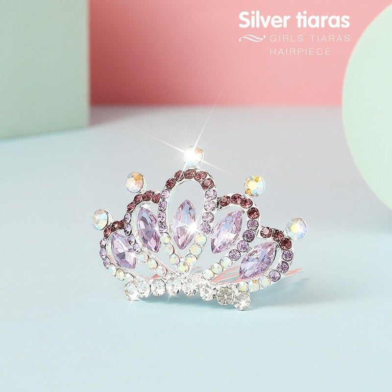 Yean Mini Princess Crown Comb Silver Crystal Tiara Hair Comb Rhinestone Hair Accessories Decorations for Women and Girls - Image 4
