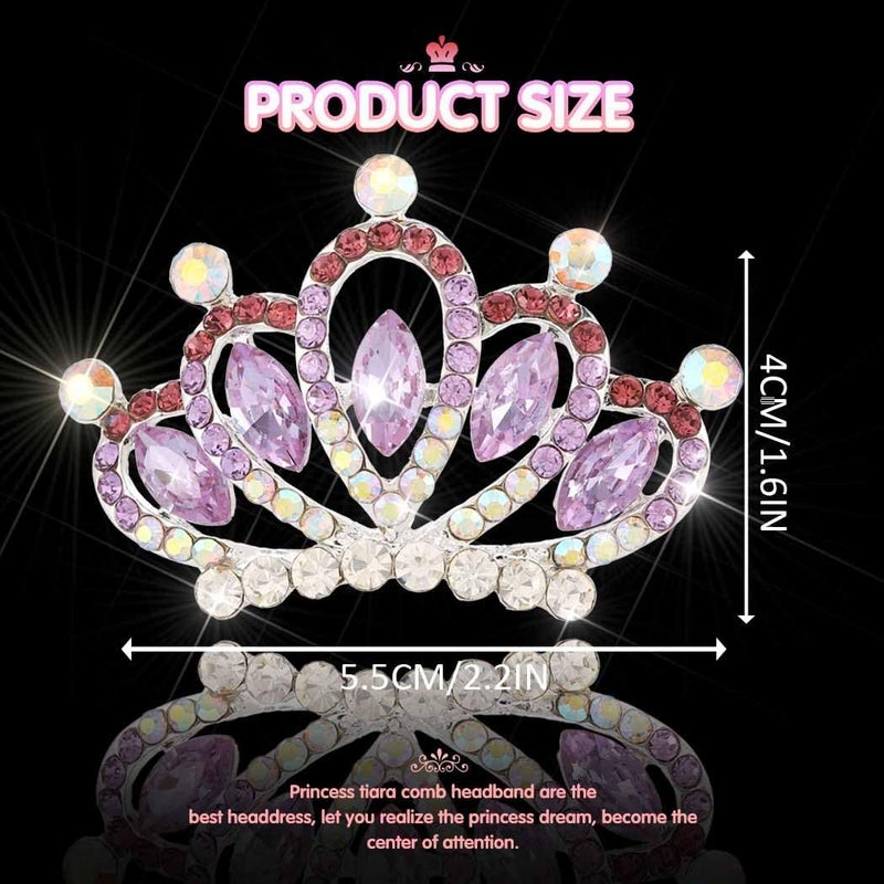 Yean Mini Princess Crown Comb Silver Crystal Tiara Hair Comb Rhinestone Hair Accessories Decorations for Women and Girls - Image 3
