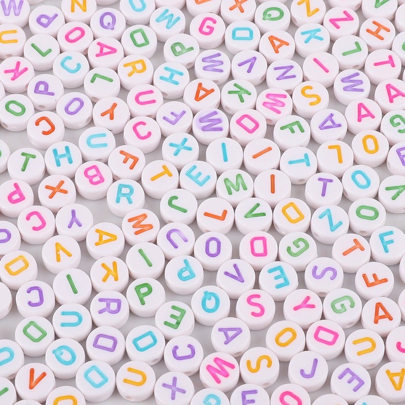 4*7Mm Acrylic Loose Beads English Letter Flat Beads Diy Children'S Early Education Beaded Jewelry Accessories Bracelet Weaving - Image 1