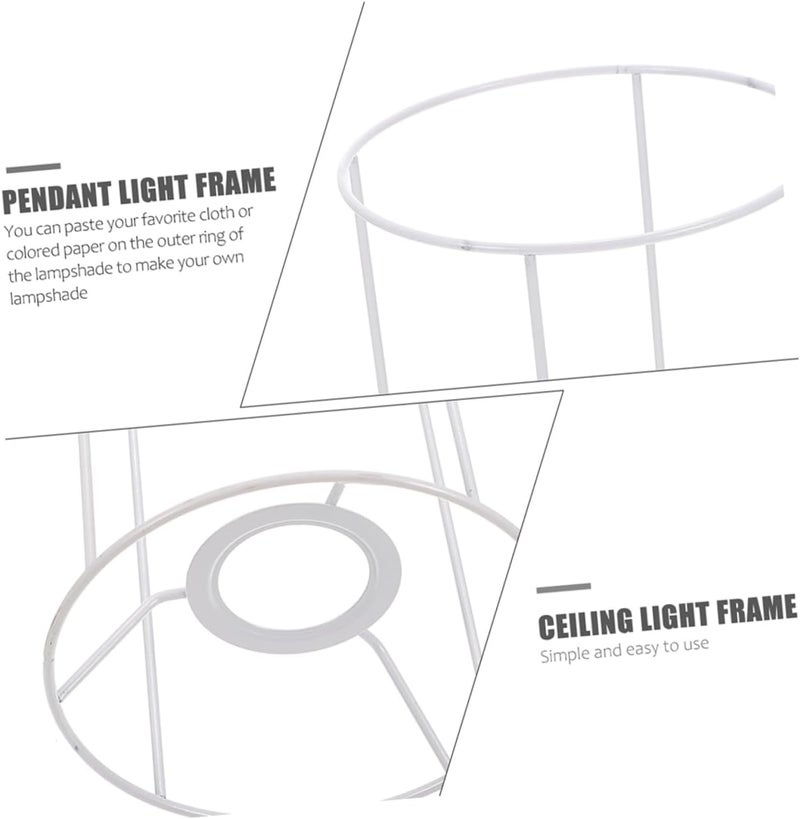 Ciieeo DIY Lamp Frame Small Lampshades Rings Lamp Shade Party Lights Lamp Kit Ceiling Fan Light Cover Braiding for Lampshades Gold Lampshade Vintage Frames Lampshade DIY Frame Metal White - Image 5