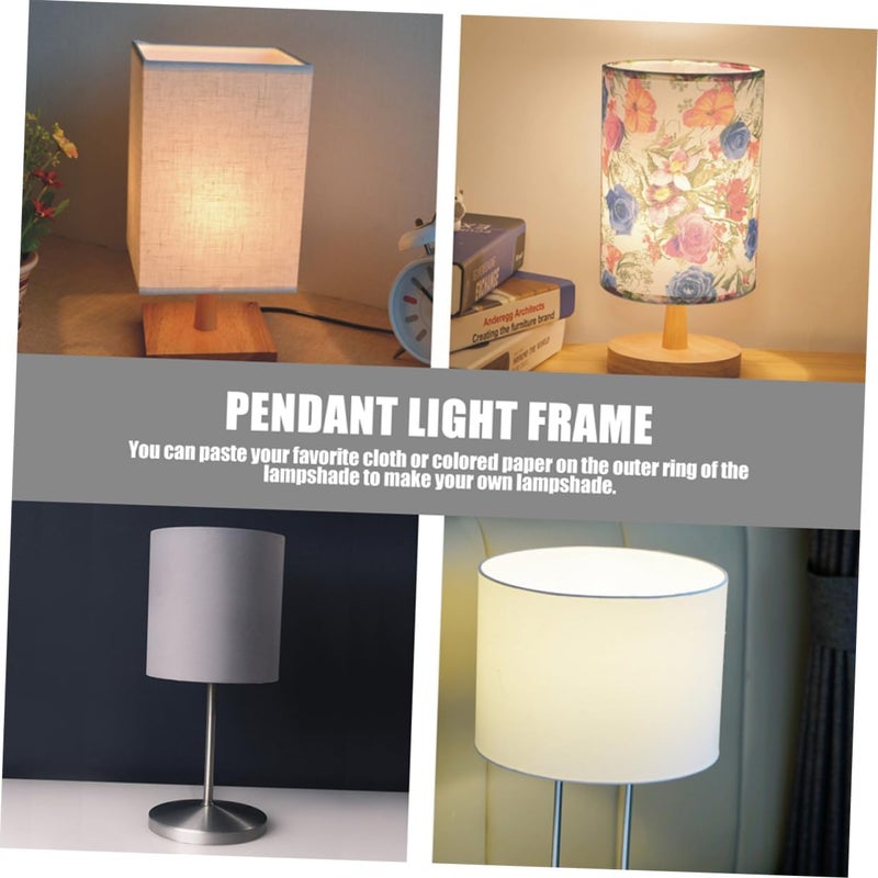 Ciieeo DIY Lamp Frame Small Lampshades Rings Lamp Shade Party Lights Lamp Kit Ceiling Fan Light Cover Braiding for Lampshades Gold Lampshade Vintage Frames Lampshade DIY Frame Metal White - Image 2