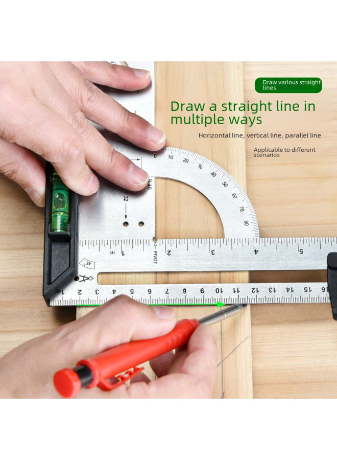 7 Inch High Precision Stainless Steel Triangle Woodworking Horizontal Triangle Ruler Metric Inch 90 Degrees 45 Degrees 12 Inch Square-Model:7 Inch Detachable Base Triangle Ruler With Slide Rail  - Image 4