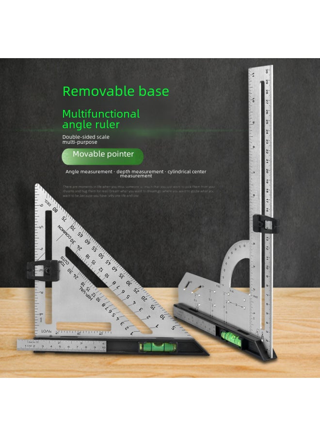 7 Inch High Precision Stainless Steel Triangle Woodworking Horizontal Triangle Ruler Metric Inch 90 Degrees 45 Degrees 12 Inch Square-Model:7 Inch Detachable Base Triangle Ruler With Slide Rail  - Image 2