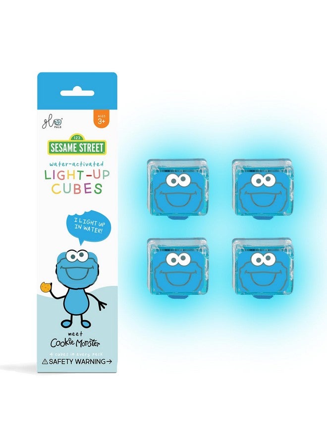 Glo Pals x Sesame Street Water-Activated Light-Up Cubes for Sensory Play (Cookie Monster - Blue) - Image 1