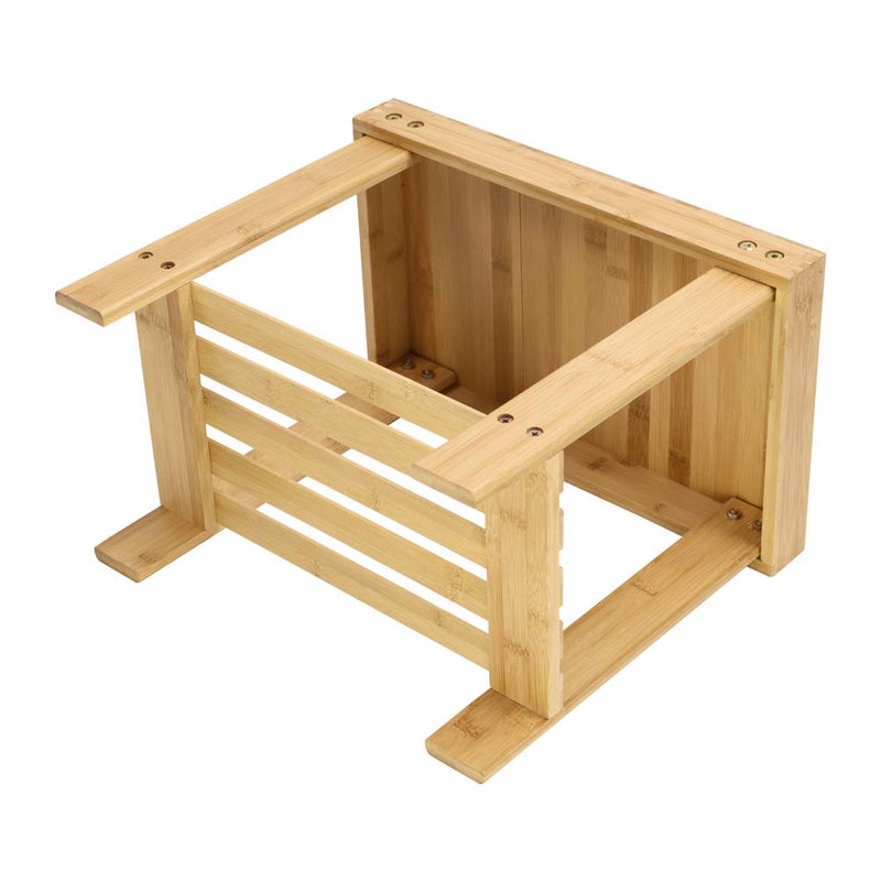 KKTONER Bamboo Step Stool with Storage Shower Bench with Shelf Foot Stool for Bathroom Living Room Bedroom Natural Color - Image 4