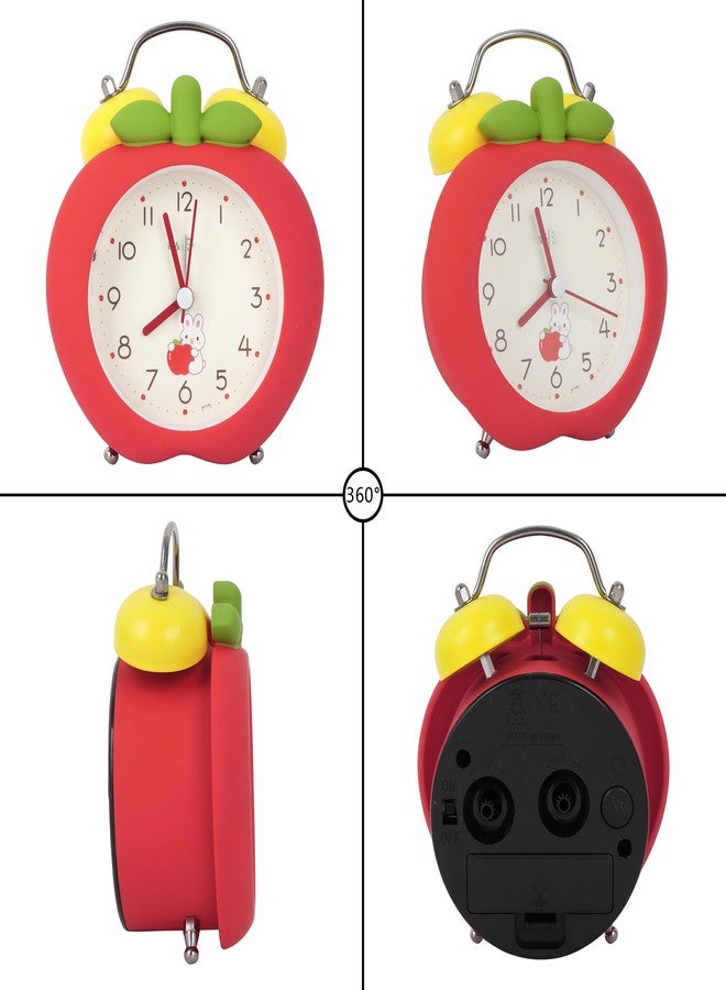 ايسي ساعة منبه للأطفال من AISI بتصميم فواكه لطيفة (فراولة/تفاح)، جرس مزدوج، صوت عالٍ، بدون صوت تكتكة، تناظرية، لإيقاظ الصباح، مع إضاءة خلفية ليلية، nz-08245-04S - Image 4