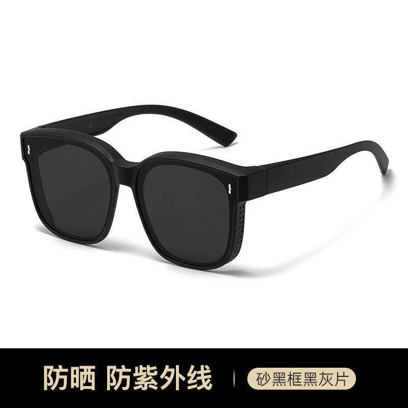 Generic Myopia Glasses Sunglasses Mens and Womens Fashionable Polarized Anti-UV Myopia Sunglasses Special Driving Glasses Sand black frame 