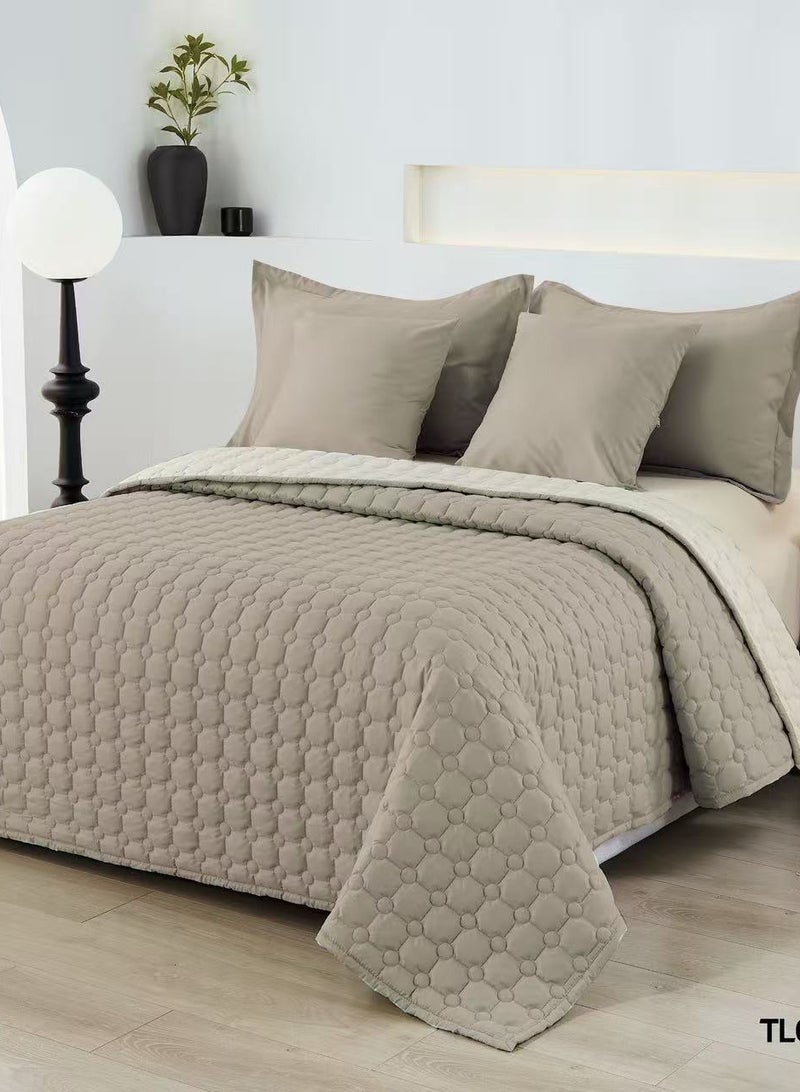 ShinyFlower Summer Quilt 4-Piece Set – Single Size 220x160cm – Microfiber Fabric with 100% Pure Cotton Filling comforter– Soft Bedding Set  - Image 1
