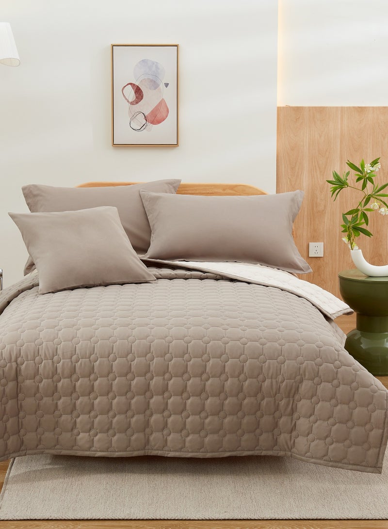 ShinyFlower Summer Quilt 4-Piece Set – Single Size 220x160cm – Microfiber Fabric with 100% Pure Cotton Filling comforter– Soft Bedding Set  - Image 2