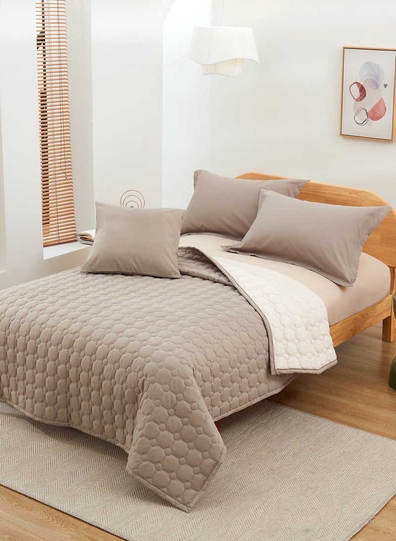 ShinyFlower Summer Quilt 4-Piece Set – Single Size 220x160cm – Microfiber Fabric with 100% Pure Cotton Filling comforter– Soft Bedding Set  - Image 4