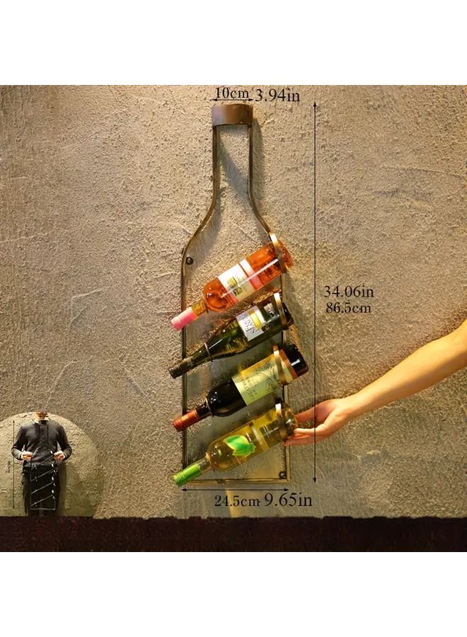 Vintage Bronze Wall Mounted Wine Rack Heavy Duty Metal Storage Organizer With Curved Legs - Image 3