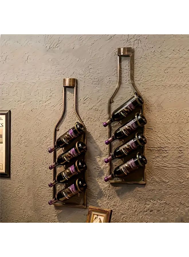 Vintage Bronze Wall Mounted Wine Rack Heavy Duty Metal Storage Organizer With Curved Legs - Image 1