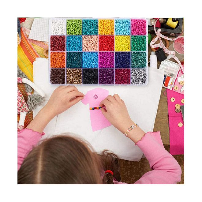 Essen Jewellery Making Set - Seed and Alphabet Beads, DIY Bracelet, Vibrant Colors, Durable, 5 Years+ - 4706 Pieces - Image 3