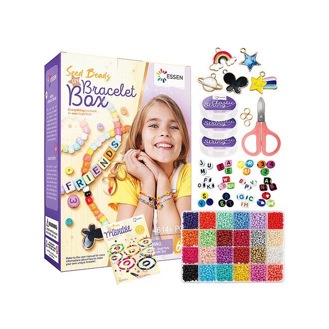 Essen Jewellery Making Set - Seed and Alphabet Beads, DIY Bracelet, Vibrant Colors, Durable, 5 Years+ - 4706 Pieces - Image 1