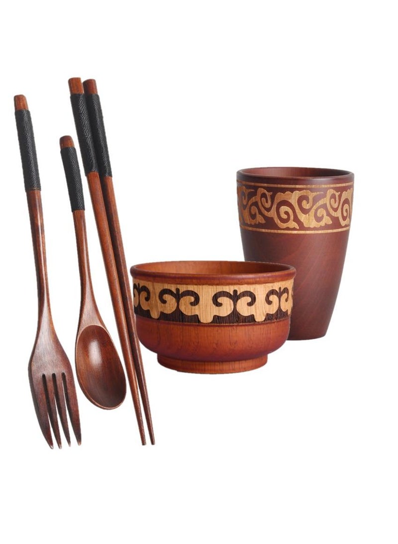 general 5-Piece Wooden Bowl Wooden Milk Tea Bowl  - Image 1