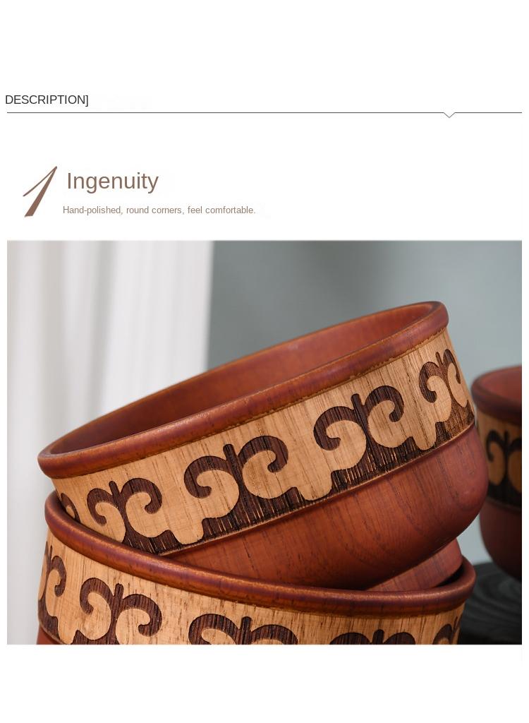 general 5-Piece Wooden Bowl Wooden Milk Tea Bowl  - Image 5