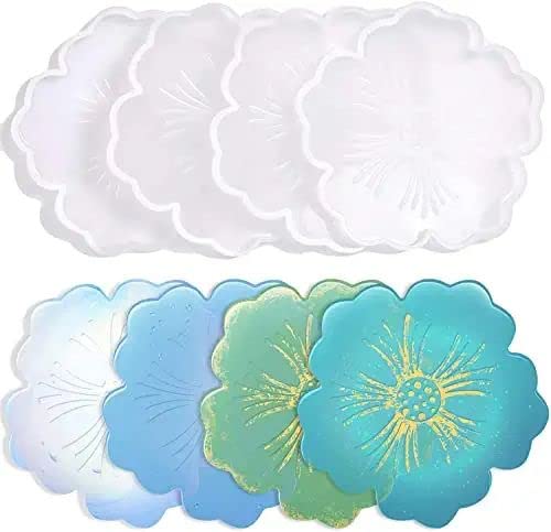 SNOOGG® DIY Coaster 4 Inch Flower Silicone Mold for Epoxy Mold Multipurpose for Resin Art and Craft Casting and More ..Pack of 4 - Image 1