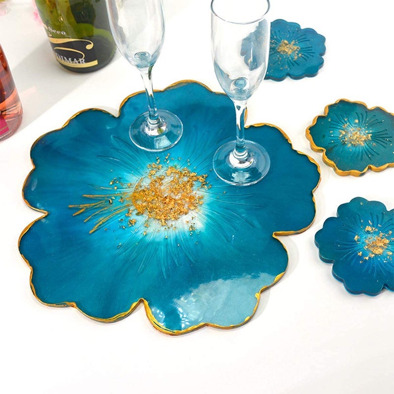 SNOOGG® DIY Coaster 4 Inch Flower Silicone Mold for Epoxy Mold Multipurpose for Resin Art and Craft Casting and More ..Pack of 4 - Image 2