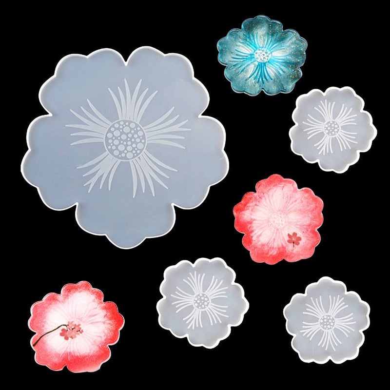 SNOOGG® DIY Coaster 4 Inch Flower Silicone Mold for Epoxy Mold Multipurpose for Resin Art and Craft Casting and More ..Pack of 4 - Image 5