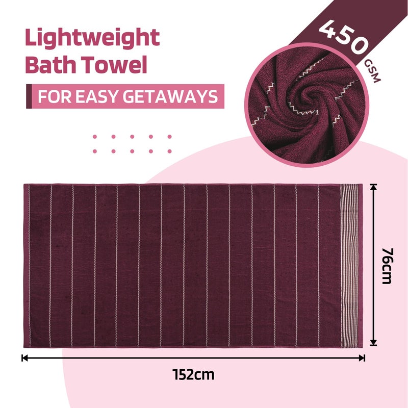Kuber Industries Kuber Industries 450 GSM Soft Blend Cotton Bathing Towel For Men/Women | Fade/Wrinkle Resistant Towels For Bath | 30x60 Inches - Maroon  - Image 3
