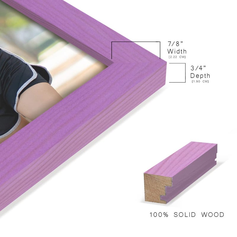 Renditions Gallery Renditions 8x10 inch Solid Wood Picture Frame  High Definition Glass and High-end Modern Style Cream Colored for Wall and Tabletop Photo Display  Violet Wood Grain Frame - Image 5