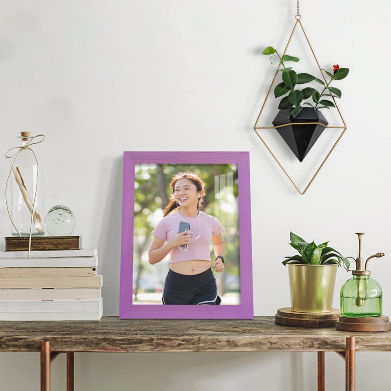 Renditions Gallery Renditions 8x10 inch Solid Wood Picture Frame  High Definition Glass and High-end Modern Style Cream Colored for Wall and Tabletop Photo Display  Violet Wood Grain Frame - Image 3