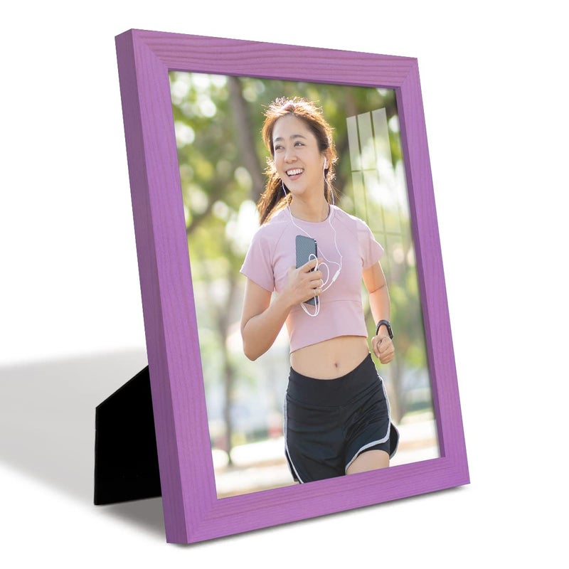 Renditions Gallery Renditions 8x10 inch Solid Wood Picture Frame  High Definition Glass and High-end Modern Style Cream Colored for Wall and Tabletop Photo Display  Violet Wood Grain Frame - Image 4