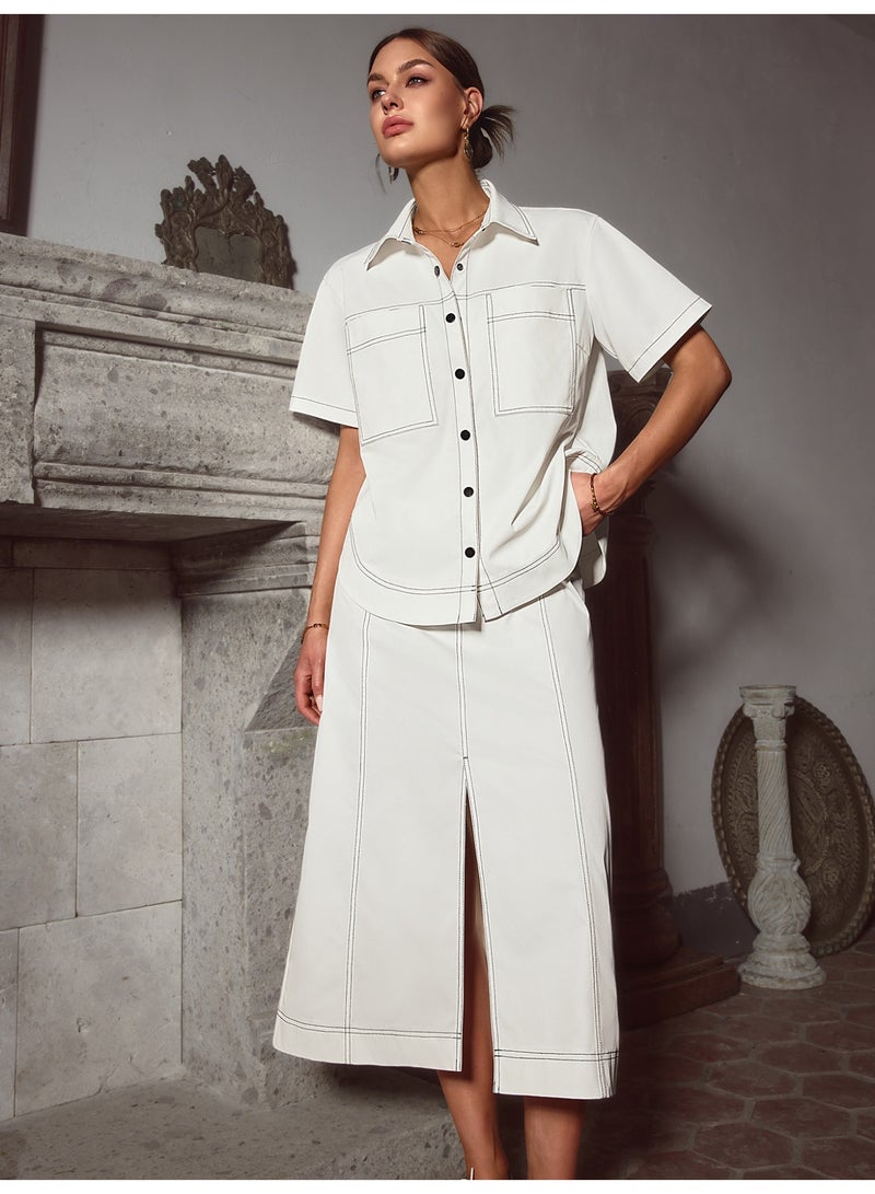 سيمبلي مجموعة ملابس قطعتين للمرأة - مطابقة أعلى وسراويل لمظهر أنيق - Image 5