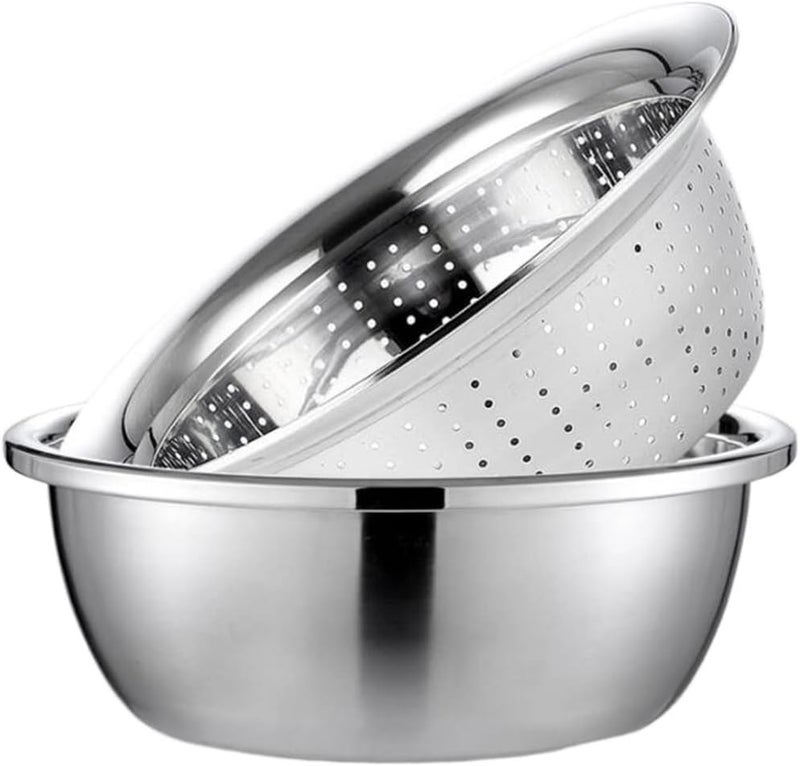 samusagya Microporous Strainers and Colanders with Mixing Bowls Set, Used for Rice Washing, Pasta Straining, Vegetable Cleaning, and Fruit Draining - Image 1