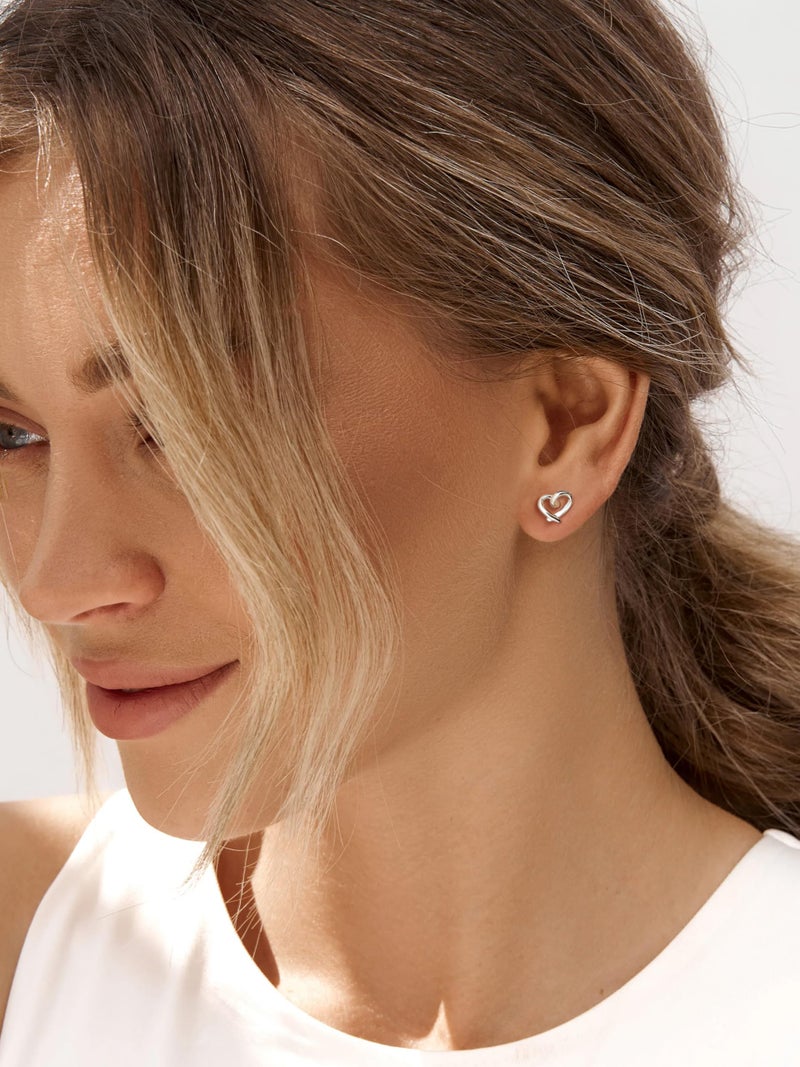 THUNARAZ Hypoallergenic Stud Earrings for Women Sterling Silver Post Earrings for Sensitive Ears Dainty Simple Flower Star Heart Stud Earrings for Women Pierced Earrings Jewelry Gifts - Image 4