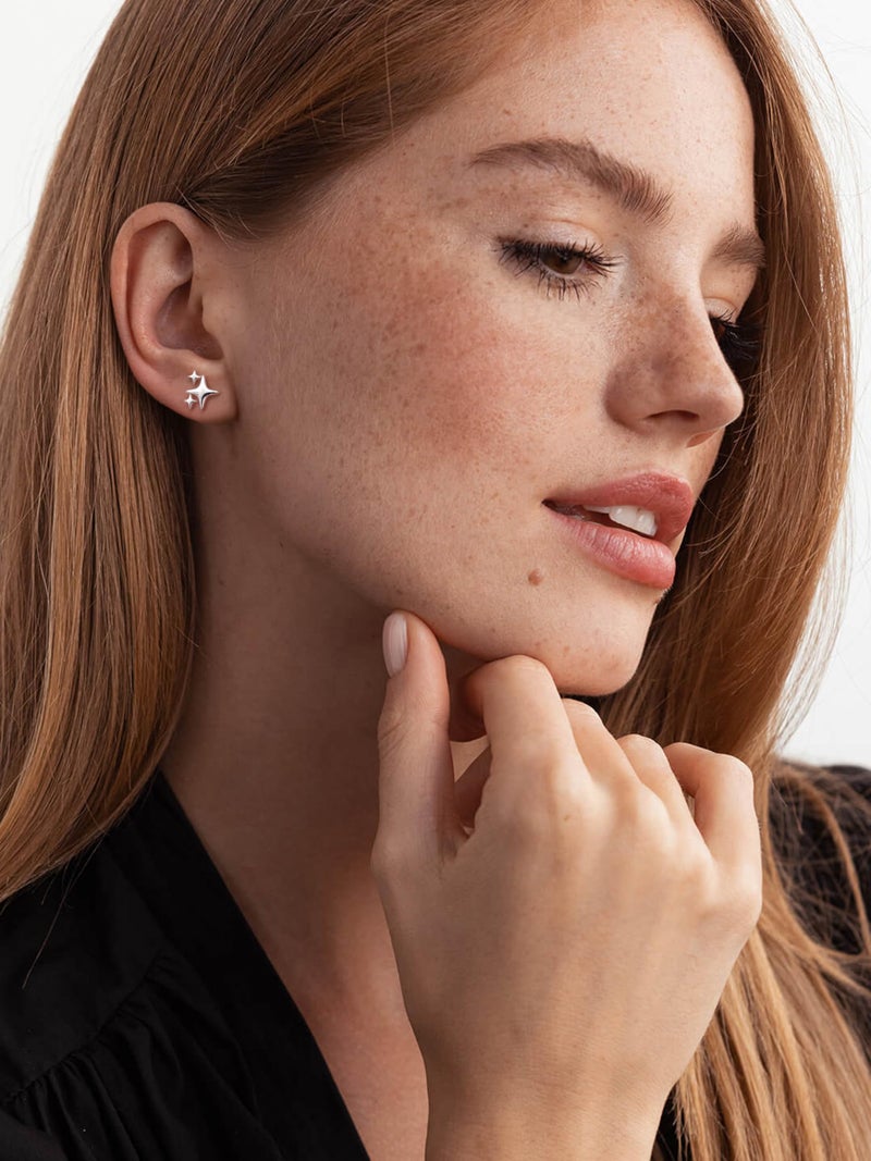 THUNARAZ Hypoallergenic Stud Earrings for Women Sterling Silver Post Earrings for Sensitive Ears Dainty Simple Flower Star Heart Stud Earrings for Women Pierced Earrings Jewelry Gifts - Image 3