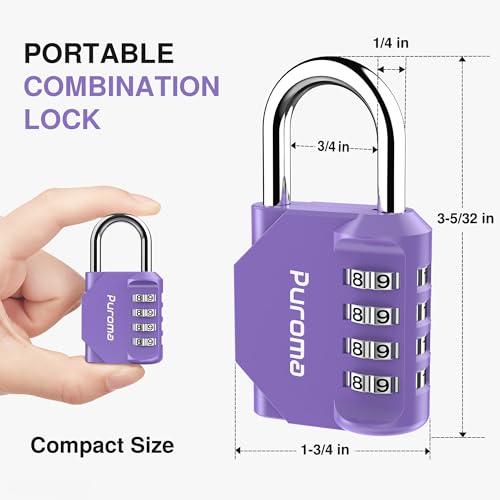 Puroma 2 Pack Combination Lock for Locker 4 Digit Outdoor Waterproof Padlock for School, Gym, Sports, Fence, Toolbox, Gate, Case, Outdoor, Hasp Storage (Purple) - Image 5