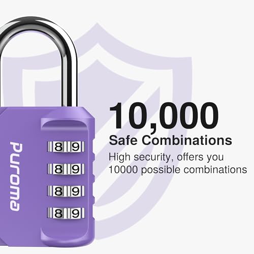 Puroma 2 Pack Combination Lock for Locker 4 Digit Outdoor Waterproof Padlock for School, Gym, Sports, Fence, Toolbox, Gate, Case, Outdoor, Hasp Storage (Purple) - Image 2