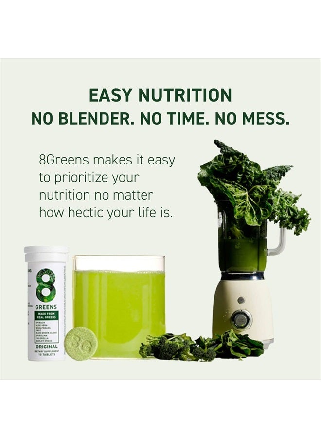 8Greens سوبر فود يومي، مسحوق خضروات، سوبر جرينز، فيتامينات، نباتي، خالي من الجلوتين، غير معدل وراثيًا لدعم المناعة والطاقة ودعم الأمعاء (1 أنبوب، 10 أقراص) - Image 4