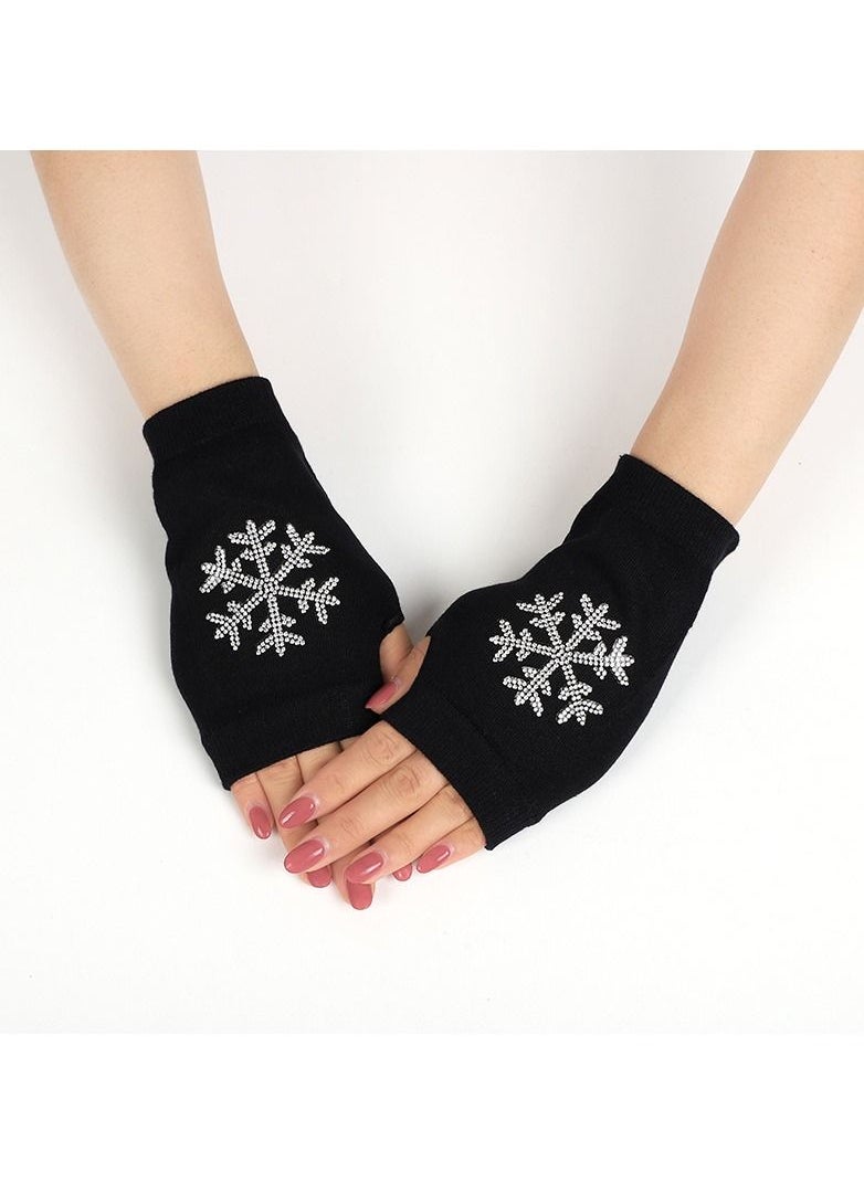 Loquat - Fingerless Knit Printed Gloves - Image 1