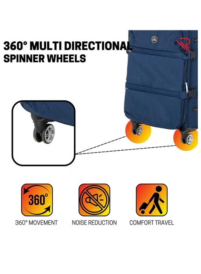 Reflection 20 Inch Crinkle Carryon Suitcase Lightweight Vertical Series Travel Soft Luggage Trolley with 36L Storage Capacity and 4 Spinner Wheels Grey - Image 4