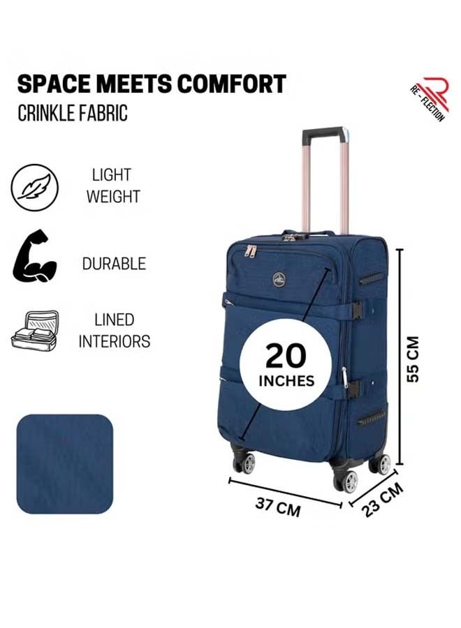 Reflection 20 Inch Crinkle Carryon Suitcase Lightweight Vertical Series Travel Soft Luggage Trolley with 36L Storage Capacity and 4 Spinner Wheels Grey - Image 2