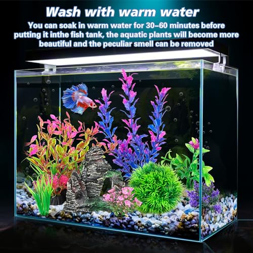 Ameliade Aquarium Artificial Plastic Plants Decorations and Rock Cave Decor Set Goldfish Betta Fish Tank Accessories Small Large Fish Bowl Ornaments - Image 3