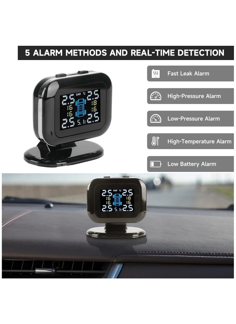 إسكدنيا Tire Pressure Monitoring System, TPMS USB Charger Monitor with 4 Sensors u0026 5 Alarm Modes, Colorful LCD Display, Real-time Monitoring Pressure and Temperature, Easy to Install, Ideal for RV SUV MPV - Image 5