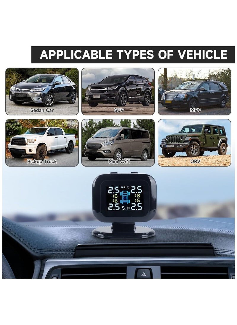إسكدنيا Tire Pressure Monitoring System, TPMS USB Charger Monitor with 4 Sensors u0026 5 Alarm Modes, Colorful LCD Display, Real-time Monitoring Pressure and Temperature, Easy to Install, Ideal for RV SUV MPV - Image 4