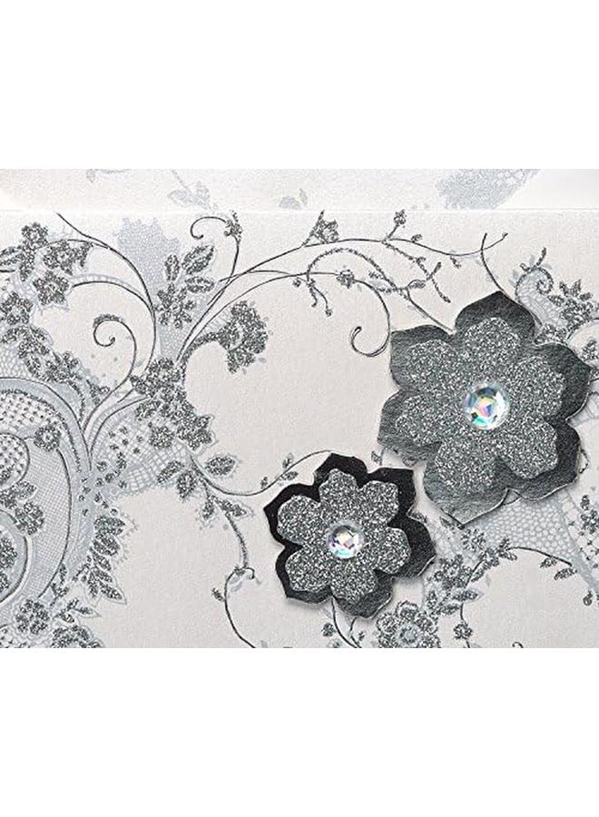 Papyrus Blank Cards With Envelopes Lace And Flowers With Glitter 8 Count - Image 2