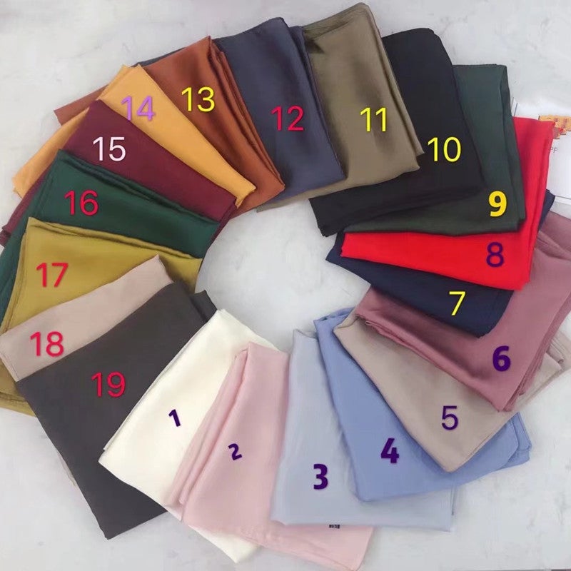 New 70 Square Scarf Pure Color Crumpled Women'S Silk Scarf K-Style Export Plain Summer Imitation Silk Professional Small Scarf - Image 3