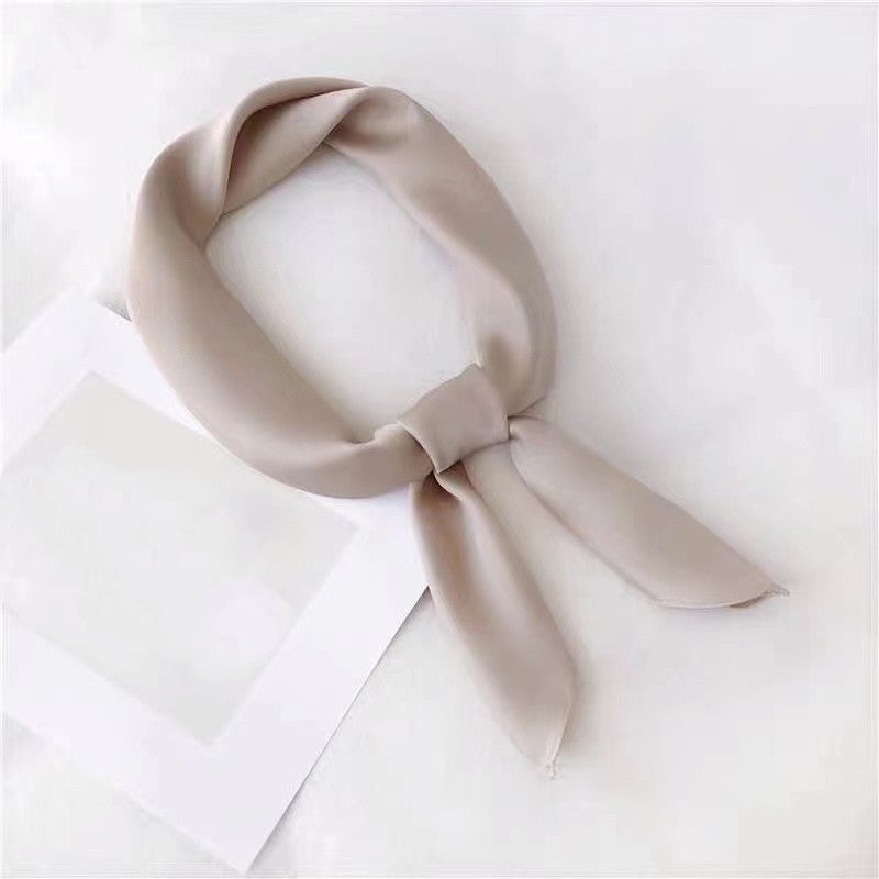 New 70 Square Scarf Pure Color Crumpled Women'S Silk Scarf K-Style Export Plain Summer Imitation Silk Professional Small Scarf - Image 1