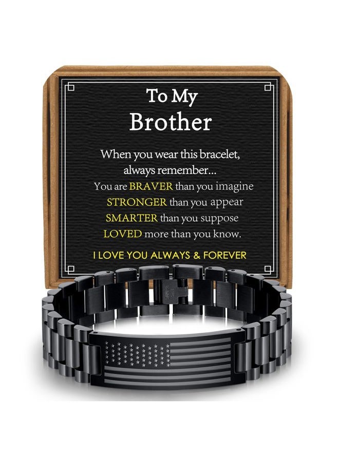 VULETO To My Man Boyfriend Husband Brother Son Bracelet Gifts, American Flag Stainless Steel Link Bracelet Birthday Valentines Day Christmas Jewelry Gifts for Him, one size, no gemstone - Image 1